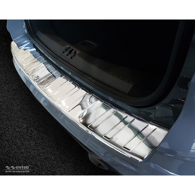 Avisa, Rear bumper protector, polished, stainless steel, fits Ford Kuga II 2013-2019 'Ribs'