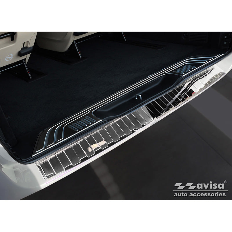 Avisa, protection de pare-chocs arrière, poli brillant, acier inoxydable, compatible avec Mercedes Vito / V-Class 2014-2019 & restylage 2019- « Nervures » « XL »
