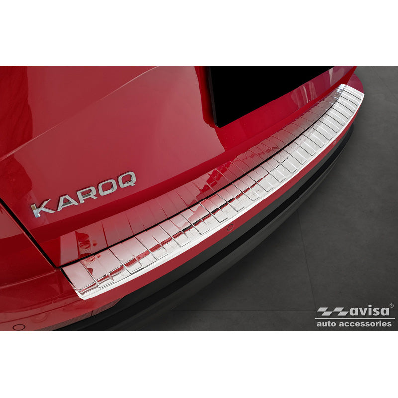 Avisa, Rear bumper protector, polished, stainless steel, fits Skoda Karoq Facelift incl. Sportline 2022- 'Ribs'