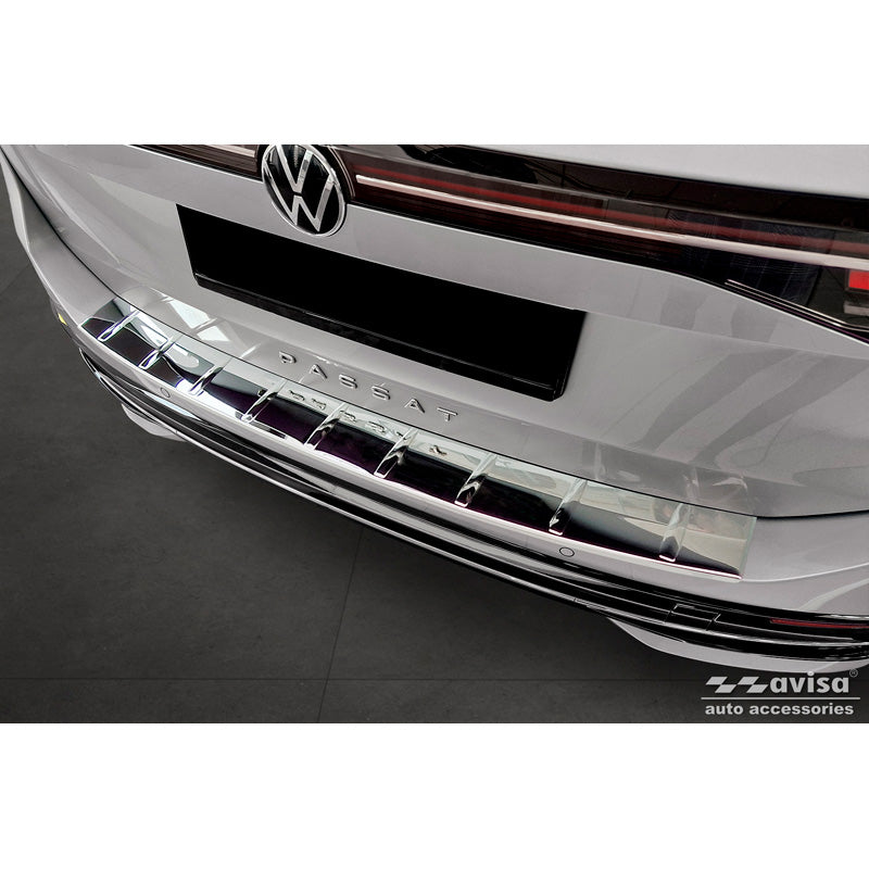 Avisa, protège pare-chocs arrière, poli brillant, acier inoxydable, compatible avec Volkswagen Passat Variant (CJ5) 2023- 'Nervures'