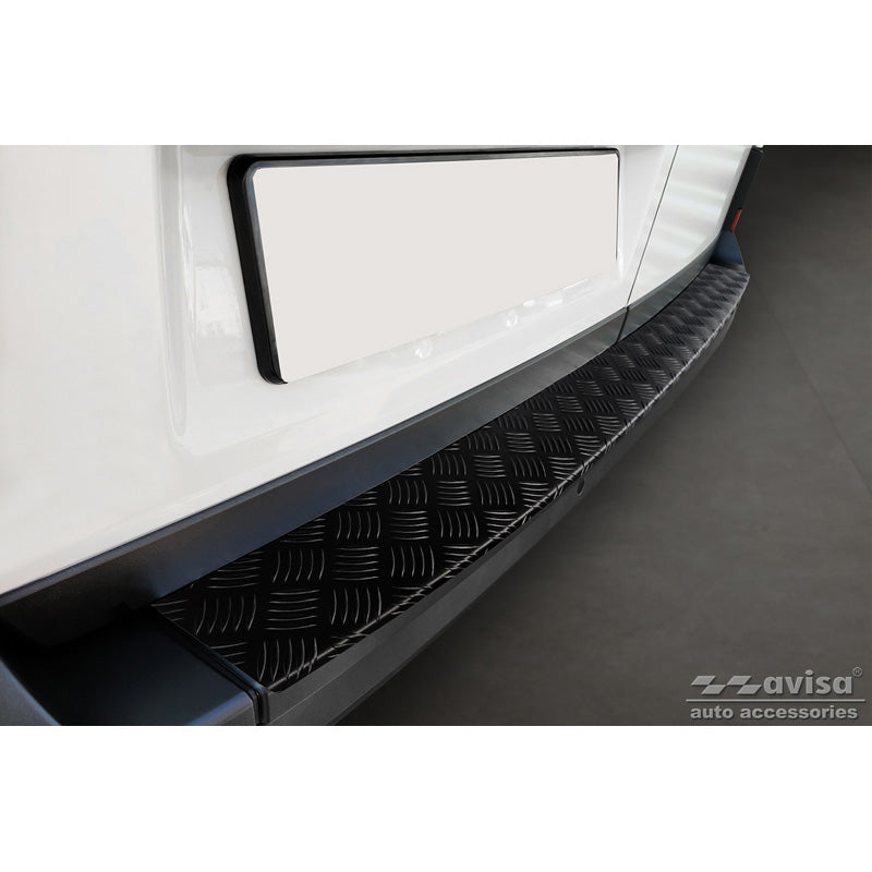 Avisa, protège-pare-chocs arrière, noir mat, aluminium, compatible avec Volkswagen Crafter & MAN TGE 2017- 'Plaque nervurée'