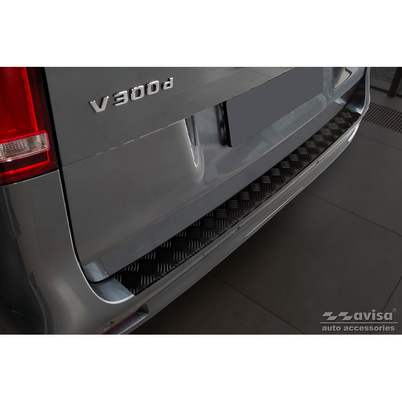Avisa, Rear bumper protector, matte black, aluminum, fits Mercedes Vito & V-Class 2014-2019 & Facelift 2019- 'Riffled Plate'