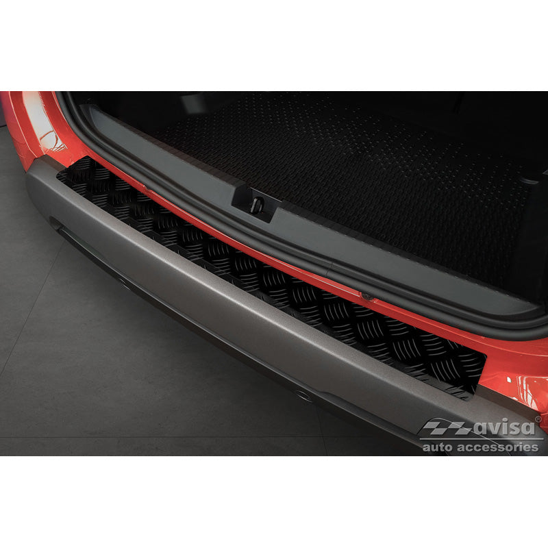 Avisa, protège pare-chocs arrière, noir mat, alu, compatible avec Dacia Duster II 2018-2021 & FL 2021-2024 'Plaque striée'