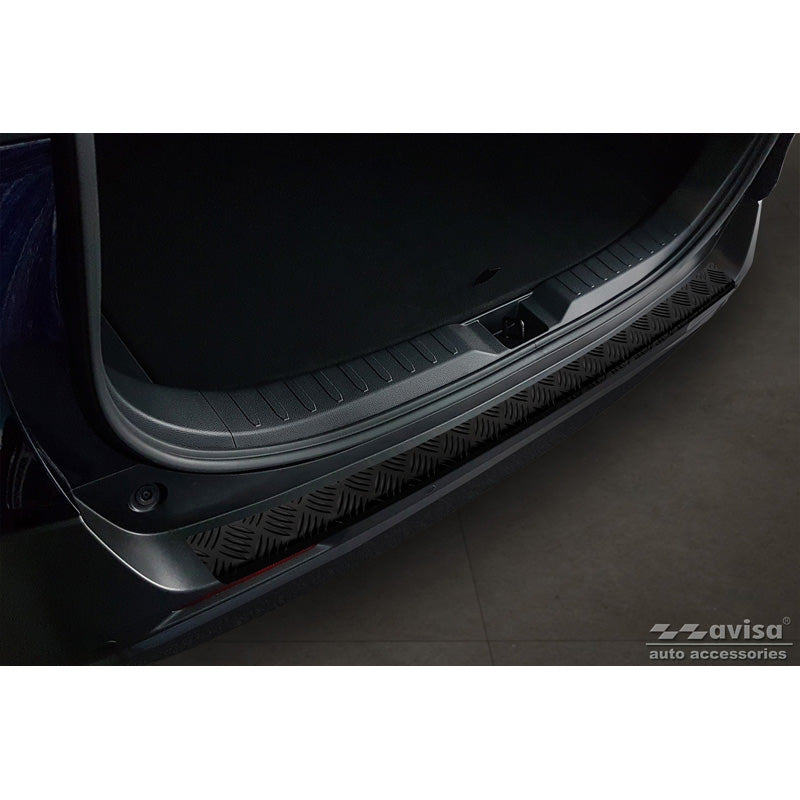 Avisa, protège pare-chocs arrière, noir mat, alu, compatible avec Toyota RAV4 (5th Gen.) 2018- & Suzuki Across 2020- 'Plaque striée'