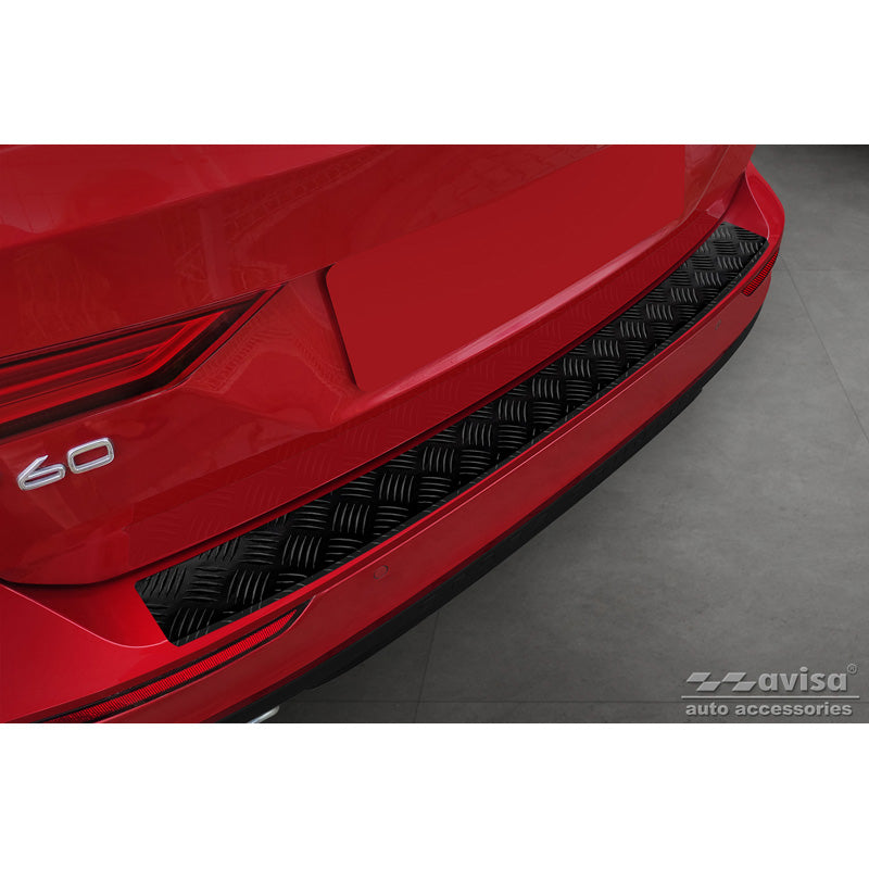 Avisa, Rear bumper protector, matte black, aluminum, fits Volvo V60 II 2018- incl. Cross Country & R-Design 'Riffled Plate'