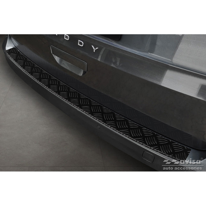 Avisa, Rear bumper protector, matte black, aluminum, fits Volkswagen Caddy V 2020- 'Riffled Plate'