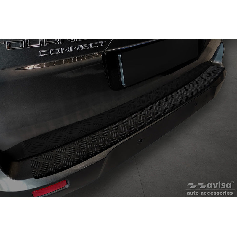 Avisa, Rear bumper protector, matte black, aluminum, fits Ford Tourneo Connect/Transit Connect 2014-2017 & FL 2017-2022 'Riffled Plate'