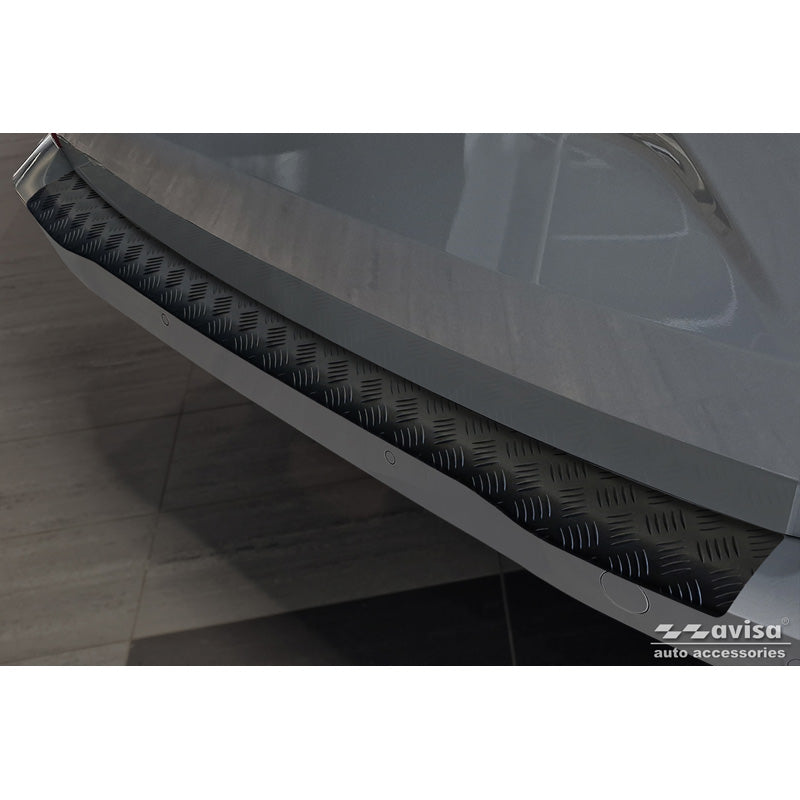 Avisa, achterbumperbeschermer, matzwart aluminium, past op Ford Tourneo Custom II (V710) 2023-, 'Geribbelde plaat'