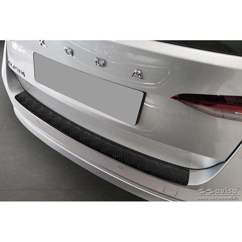 Avisa, Rear bumper protector, matte black, aluminum, fits Skoda Octavia IV Estate 2020-2024 & FL 2024- (incl. RS, excl. Scout) 'Riffled Plate'