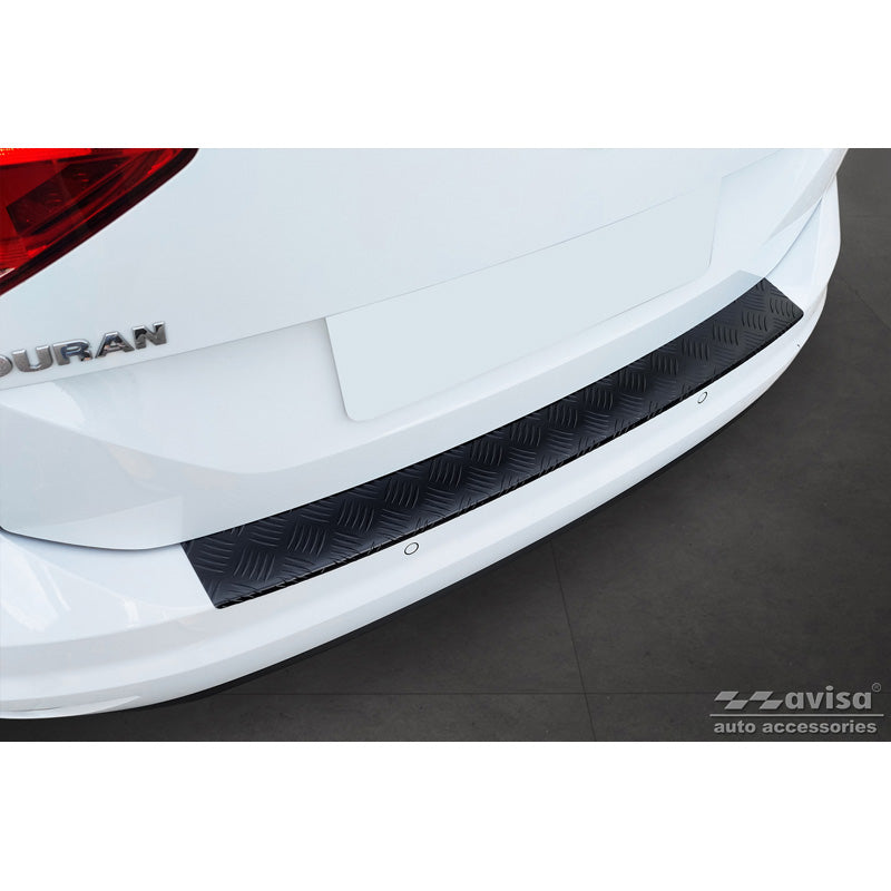 Avisa, achterbumperbeschermer, matzwart, alu, past op Volkswagen Touran III 2015- incl. R-Line 'Geribbelde plaat'