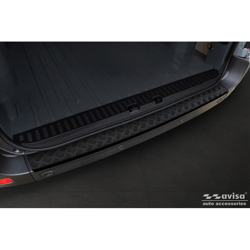 Avisa, Rear bumper protector, matte black, aluminum, fits Opel Movano / Renault Master II / Nissan NV400 2010-2018 & 2018-2021 'Riffled Plate'