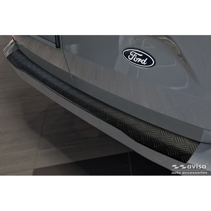 Avisa, Rear Bumper Protector, Matte Black Aluminum, Fits Ford Transit Custom & Tourneo Custom (V710) 2023- / Volkswagen Transporter T7 2024-, 'Tread Plate'