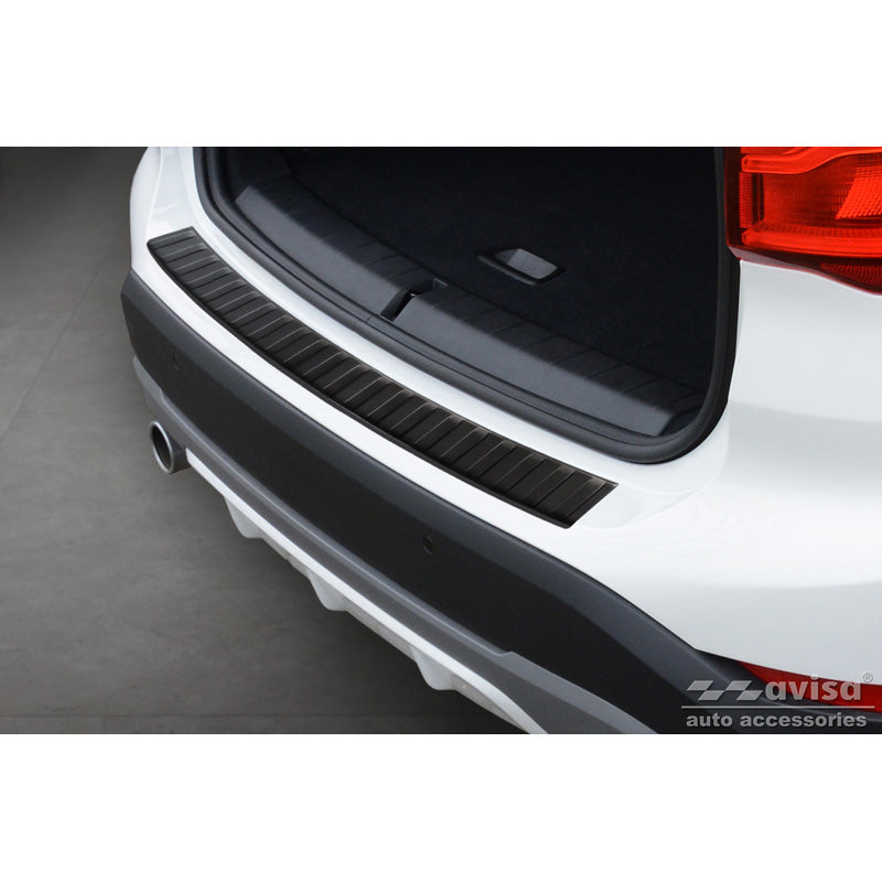Avisa, Rear Bumper Protector, Matte Black, Stainless Steel, Fits BMW X1 (F48) 2015-2022 'Ribs'