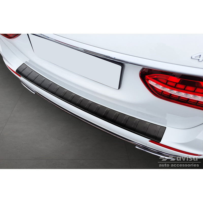 Avisa, Rear Bumper Protector, Matte Black, Stainless Steel, Fits Mercedes E-Class W213 Kombi 2016- 'Ribs'