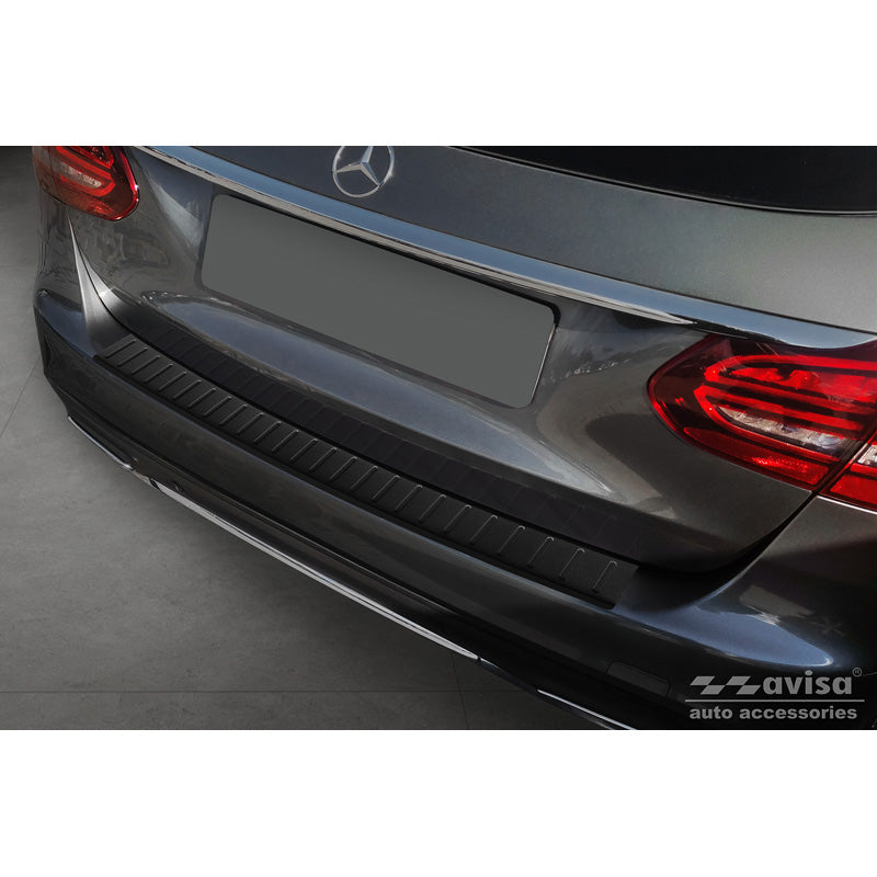 Avisa, Rear Bumper Protector, Matte Black, Stainless Steel, Fits Mercedes C-Class W205 Kombi 2014-2021 'Ribs'