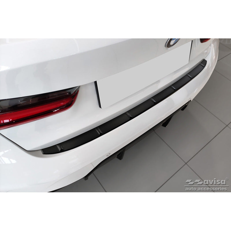 Avisa, Rear Bumper Protector, Matte Black, Stainless Steel, Fits BMW 3-Series G20 Sedan M-Package 2019- 'Ribs'