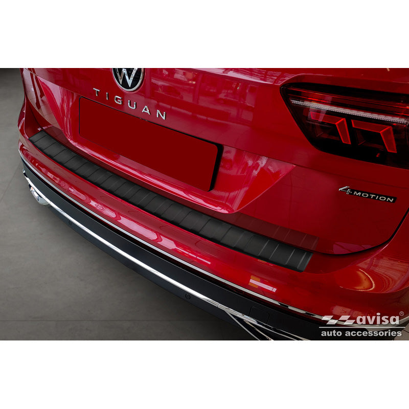 Avisa, Rear Bumper Protector, Matte Black, Stainless Steel, Fits Volkswagen Tiguan II / Allspace incl. Facelift & R-Line 2016-2020 / 2020-2024 'Ribs'