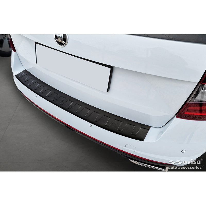 Avisa, protection de pare-chocs arrière, noir mat, acier inoxydable, compatible avec Skoda Octavia Combi RS (5E5) 2013-2017 & FL 2017-2020 'Ribs'