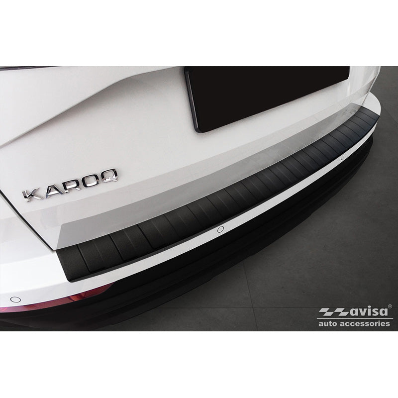 Avisa, Rear Bumper Protector, Matte Black, Stainless Steel, Fits Skoda Karoq Facelift 2022- + Sportline Facelift 2022-  'Ribs'