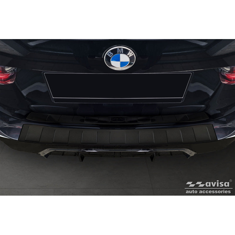 Avisa, achterbumperbeschermer, matzwart, roestvrij staal, past op BMW 3 Series Touring (G21) Facelift 2022- met M-Package 'Ribs'