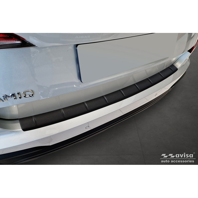 Avisa, achterbumperbeschermer, matzwart, roestvrij staal, past op Skoda Kamiq Facelift 2024- 'Ribs'