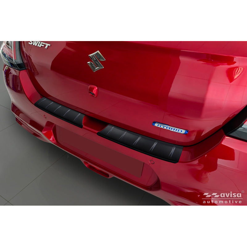 Avisa, Rear Bumper Protector, Matte Black Stainless Steel, Fits Suzuki Swift VI 2024-, 'Ribs'