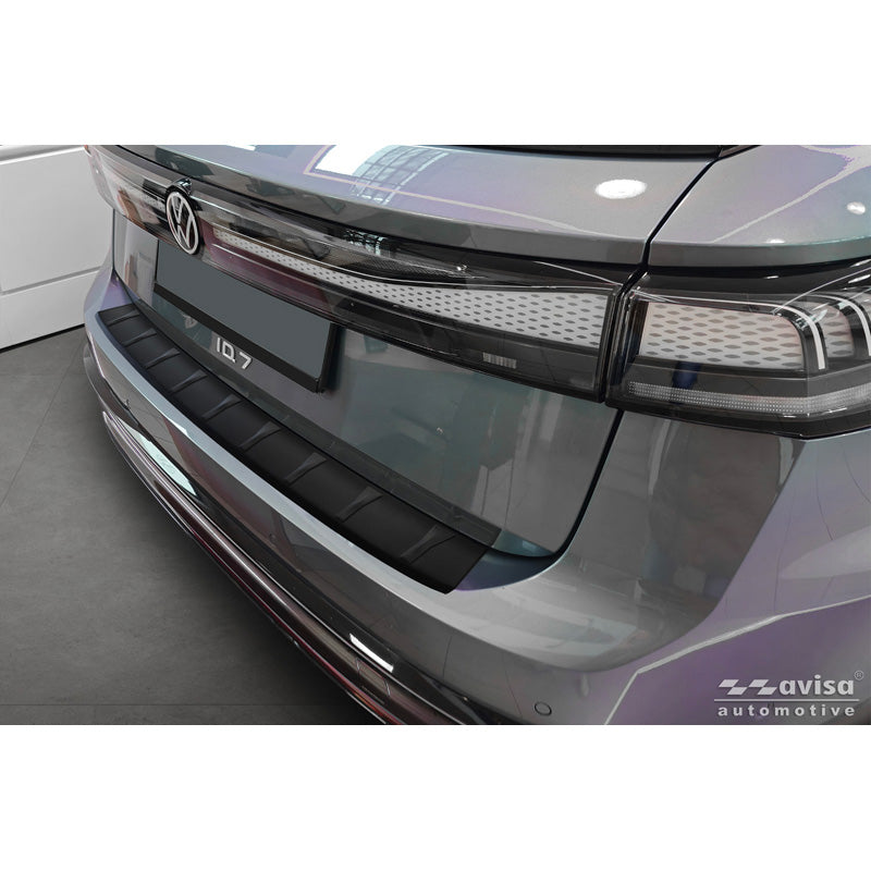 Avisa, Achterbumperbeschermer, Mat zwart roestvrij staal, Past op Volkswagen ID.7 Tourer 2024-, 'Ribs'