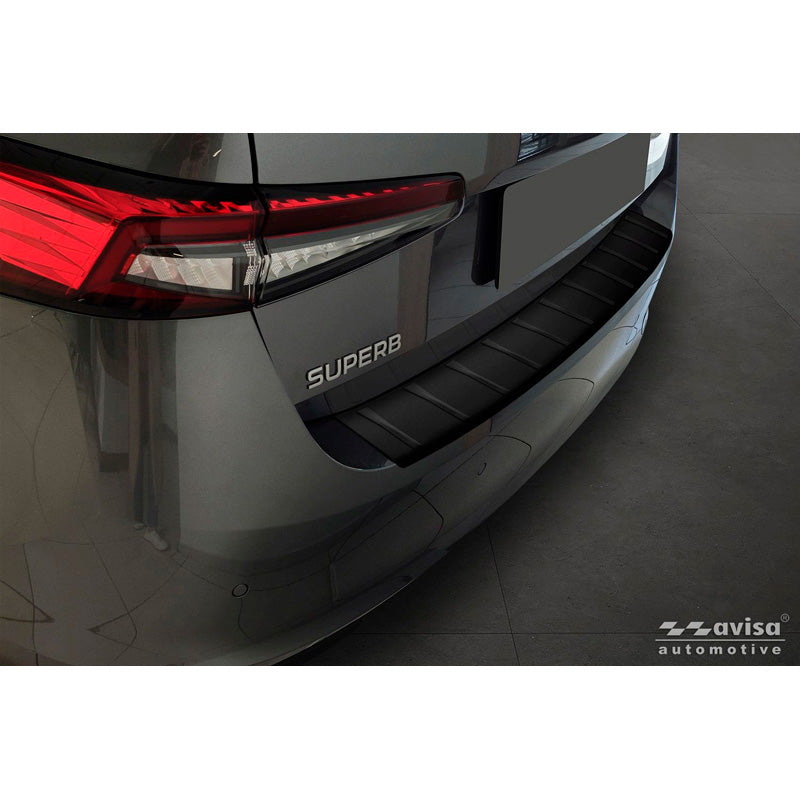 Avisa, Achterbumperbeschermer, matzwart roestvrij staal, past op Skoda Superb IV Liftback (2024-)