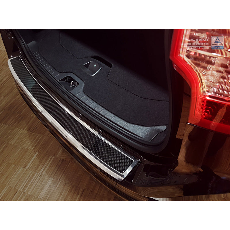 Avisa, Rear Bumper Protector, DeLuxe, Stainless Steel, Fits Volvo XC60 2013-2016 Chrome/Black Carbon