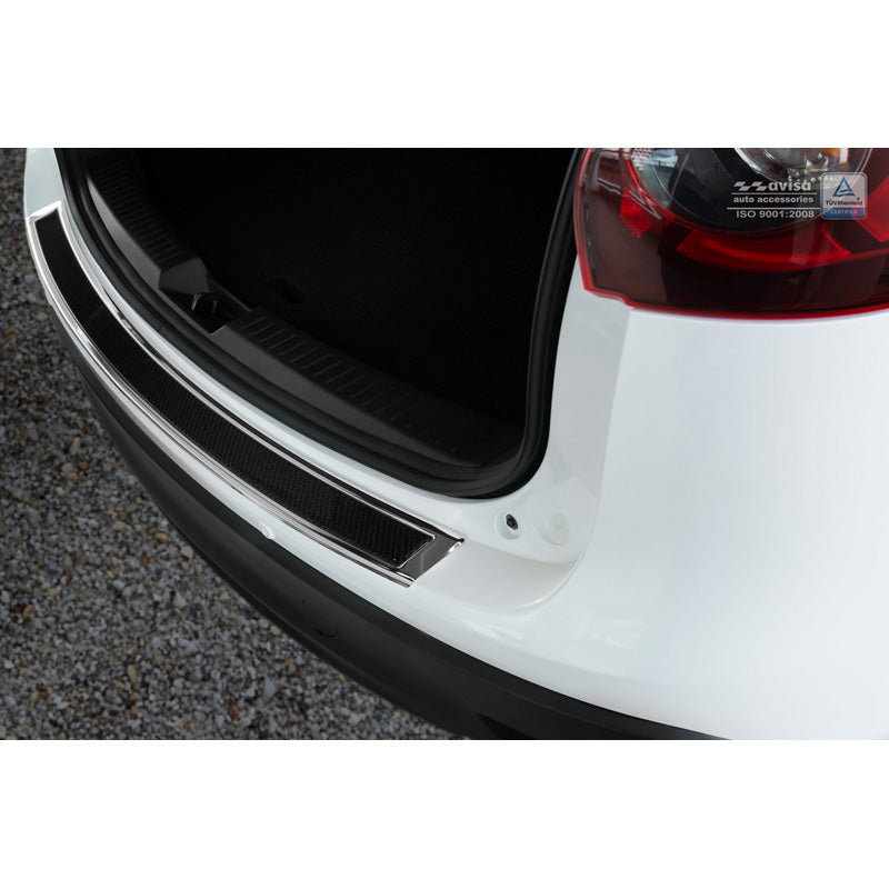 Avisa, Achterbumperbeschermer, DeLuxe, roestvrij staal, past op Mazda CX5 2012-2017 Chroom/Zwart Carbon