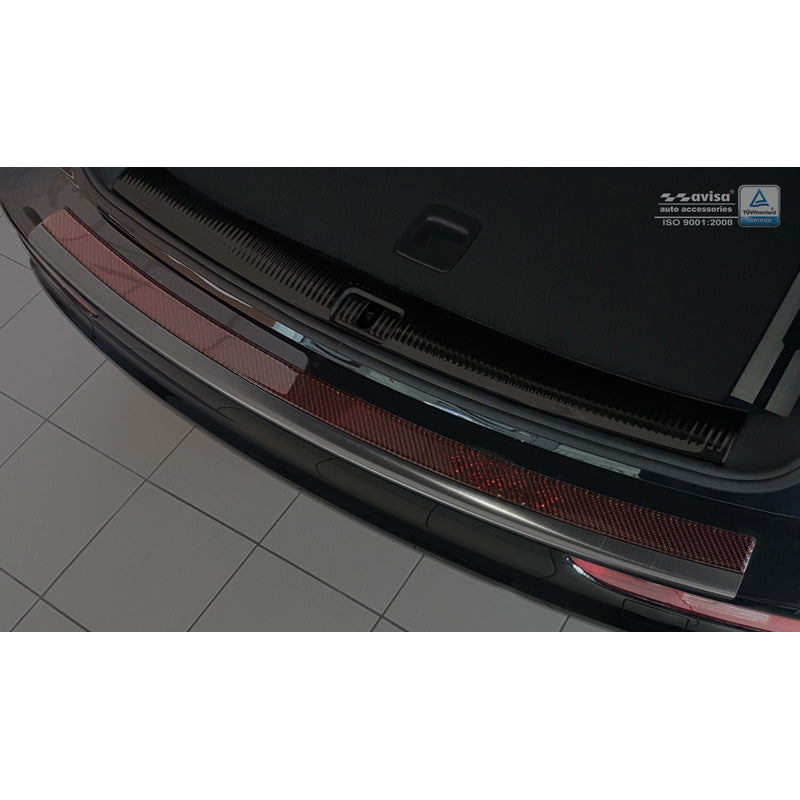 Avisa, Rear bumper protector, DeLuxe, Stainless steel, fits Audi Q5 2008-2016 Black/Red-Black Carbon