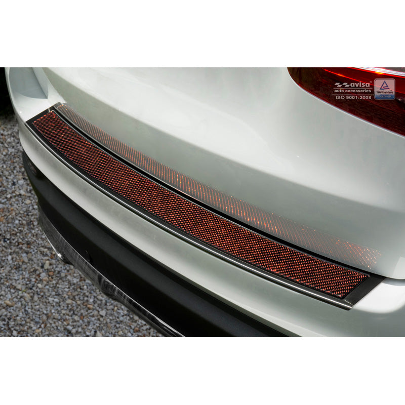 Avisa, Achterbumperbeschermer, DeLuxe, roestvrij staal, past op Mercedes GLC 2015-2019 & FL 2019- Zwart/Rood-Zwart Carbon