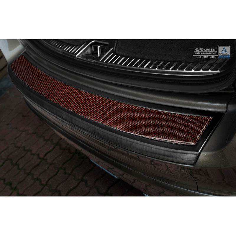 Avisa, Rear bumper protector, DeLuxe, Stainless steel, fits Volvo XC60 2013-2016 Black/Red-Black Carbon