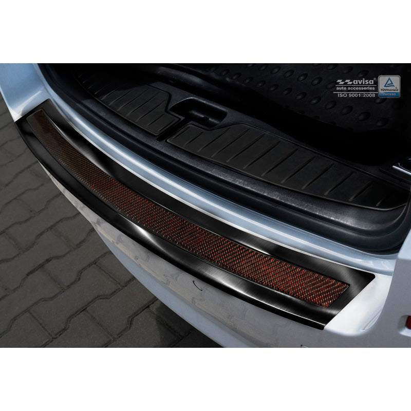 Avisa, protection de pare-chocs arrière, DeLuxe, acier inoxydable, convient à BMW 5-Series F11 Touring 2010-2016 Noir/Rouge-Noir Carbon