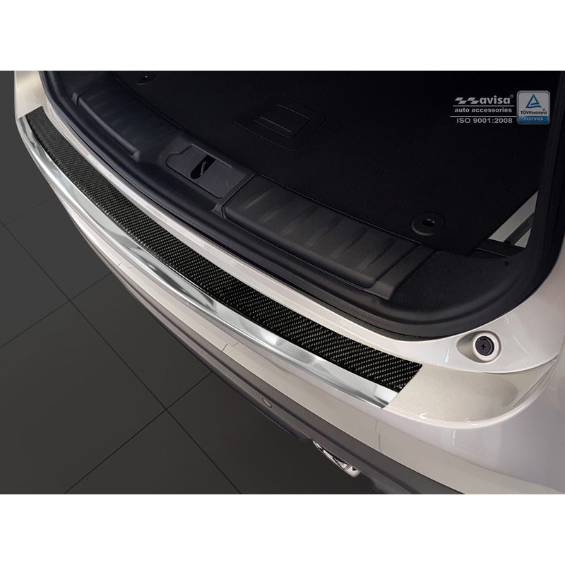 Avisa, Protection de pare-chocs arrière, DeLuxe, acier inoxydable, compatible avec Jaguar F-Pace 2016-2020 & FL 2020- Chrome/Carbone noir