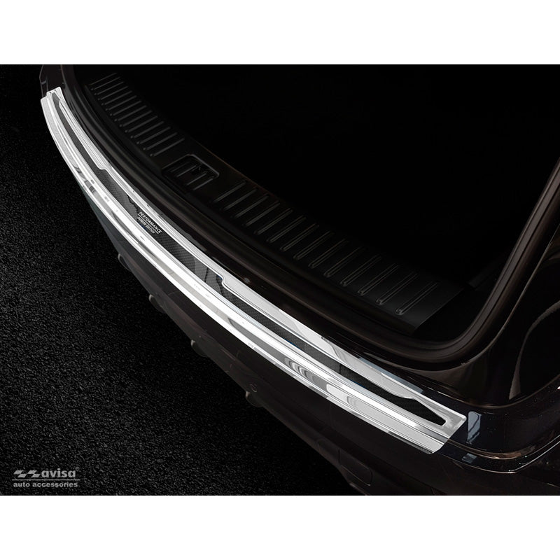Avisa, Protection de pare-chocs arrière, DeLuxe, acier inoxydable, compatible avec Porsche Cayenne III 2017- 'Performance' Argent miroir/Carbone noir