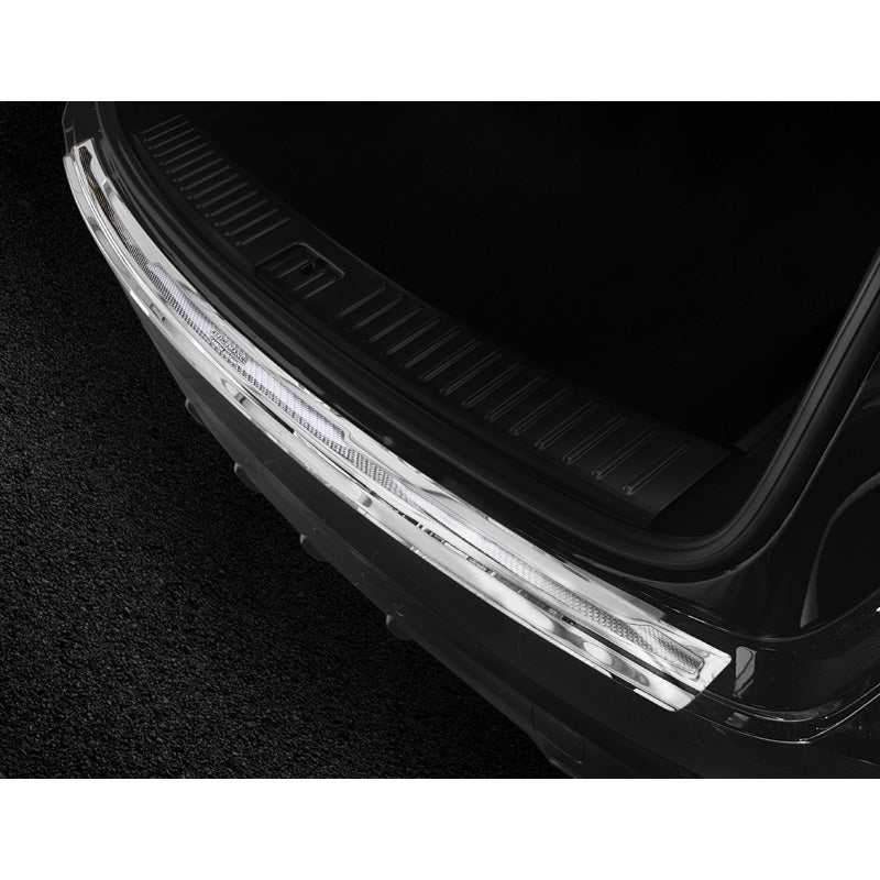 Avisa, Protection de pare-chocs arrière, DeLuxe, acier inoxydable, compatible avec Porsche Cayenne III 2017- 'Performance' Argent miroir/Carbone argent