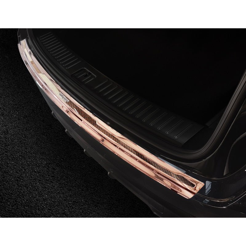 Avisa, Protection de pare-chocs arrière, DeLuxe, acier inoxydable, compatible avec Porsche Cayenne III 2017- 'Performance' Cuivre brossé/Carbone cuivre