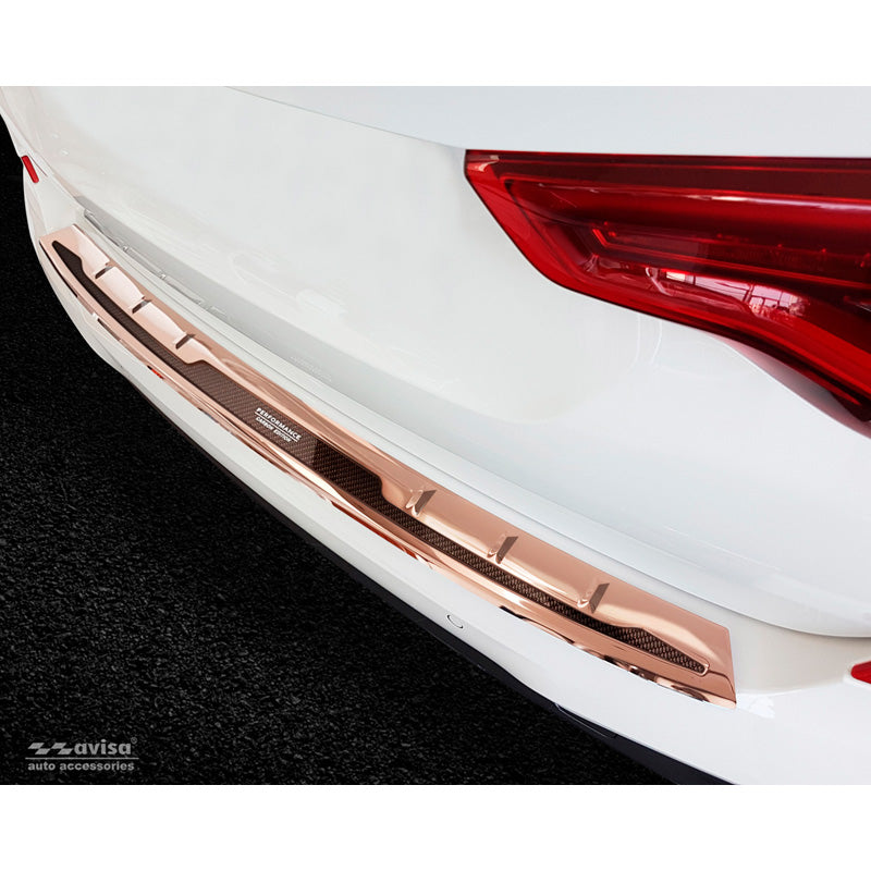 Avisa, Protection de pare-chocs arrière, DeLuxe, acier inoxydable, compatible avec BMW X3 G01 M-Package 2017-2021 & FL 2021- 'Performance' Cuivre miroir/Carbone cuivre