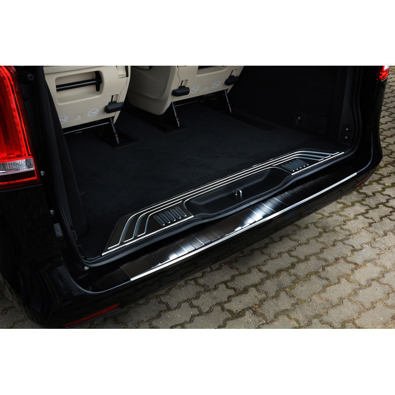 Avisa, Rear Bumper Protector, Black, Stainless Steel, fits Mercedes Vito / V-Class 2014-2019 & Facelift 2019- 'Ribs'