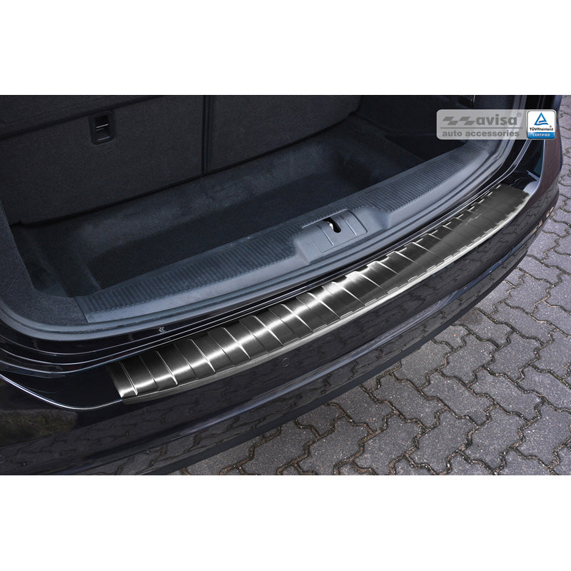 Avisa, Rear Bumper Protector, Black, Stainless Steel, fits Seat Alhambra & Volkswagen Sharan II 2010- 'Ribs'
