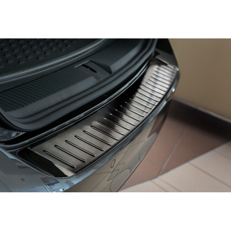 Avisa, Rear Bumper Protector, Black, Stainless Steel, fits Volkswagen Passat 3G Variant 2014-2023 'Ribs'