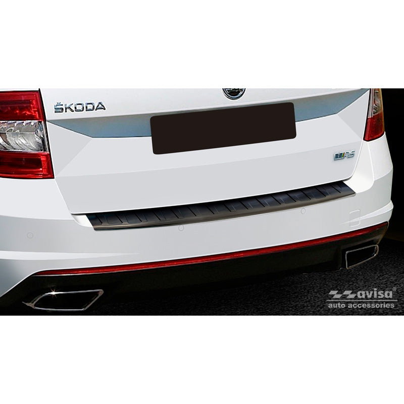 Avisa, protecteur de pare-chocs arrière, noir, acier inoxydable, convient à Skoda Octavia III Combi RS 2013-2016 & FL 2017-2020 'Ribs'