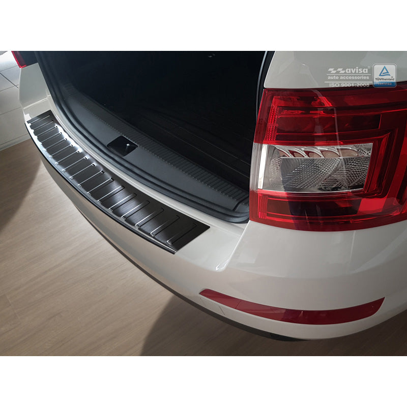 Avisa, Rear bumper protector, Black, Stainless steel, fits Skoda Octavia III Kombi 2013-2016 'Ribs'