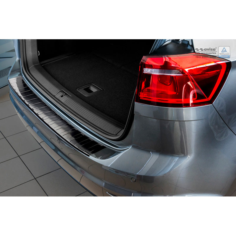 Avisa, protecteur de pare-chocs arrière, noir, acier inoxydable, convient à Volkswagen Golf VII Sportsvan 2014- 'Ribs'