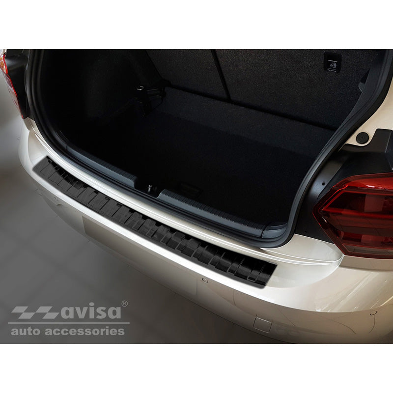 Avisa, protecteur de pare-chocs arrière, noir, acier inoxydable, convient à Volkswagen Polo VI 5 portes 2017-2021 & Facelift 2021- 'Ribs'