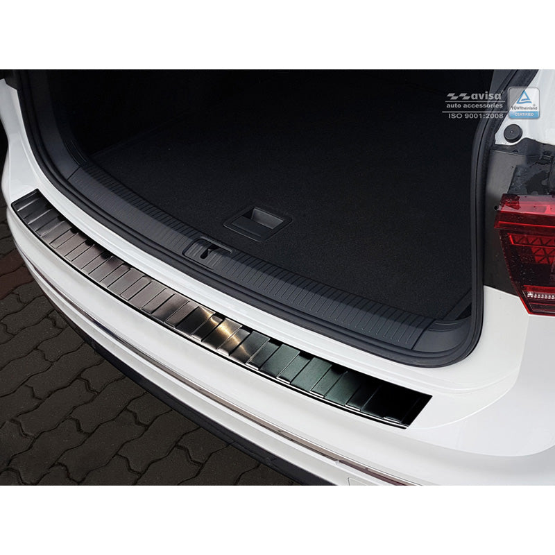 Avisa, Rear Bumper Protector, Black, Stainless steel, fits Volkswagen Tiguan II incl. Allspace & R-Line 2016-2020 & FL 2020-2024 'Ribs'