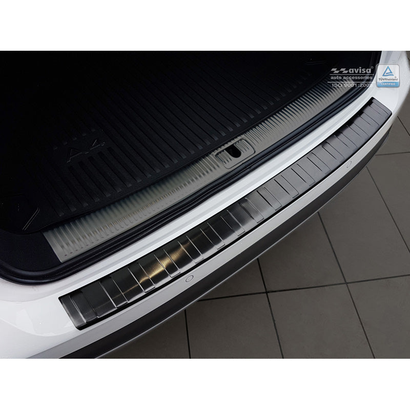 Avisa, Rear bumper protector, Black, Stainless steel, fits Audi A4 B9 Allroad 2016-2019 & FL 2019- 'Ribs'