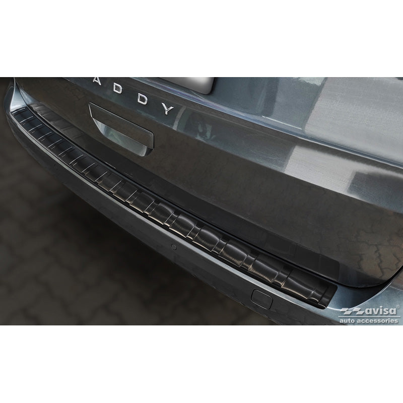 Avisa, Rear Bumper Protector, Black, Stainless Steel, Fits Volkswagen Caddy V 2020- 'Ribs'