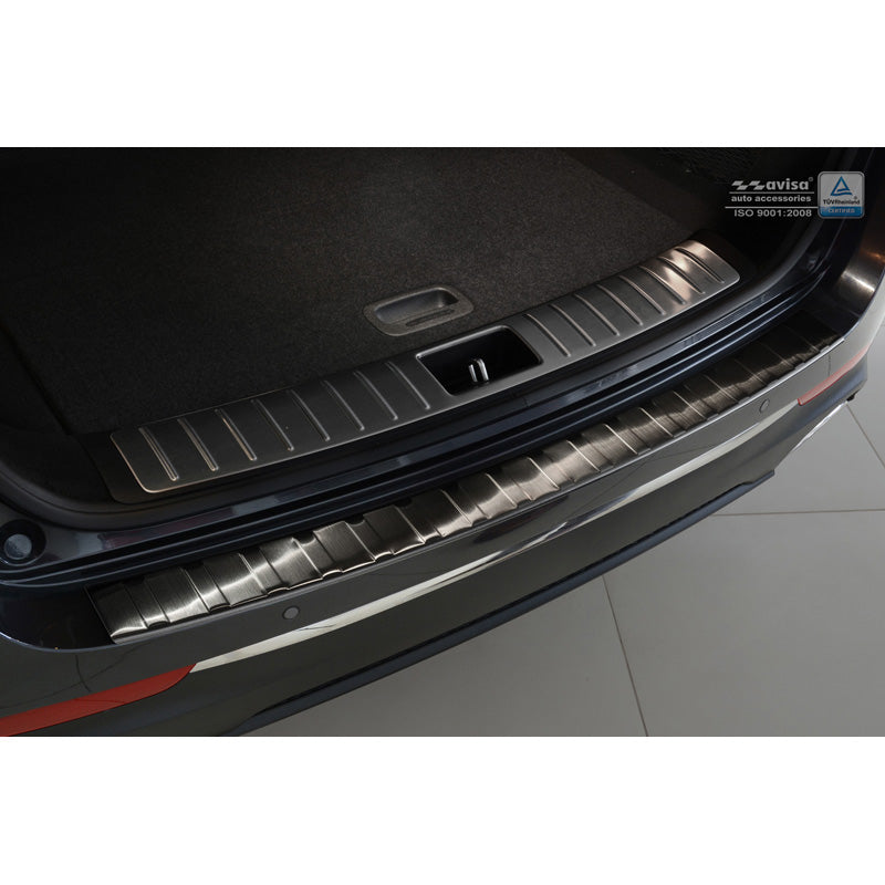 Avisa, Achterbumperbeschermer, Zwart, roestvrij staal, past op Kia Optima Combi 2016- 'Ribs'